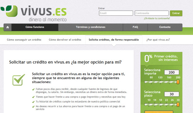 Solicitar créditos personales en Vivus