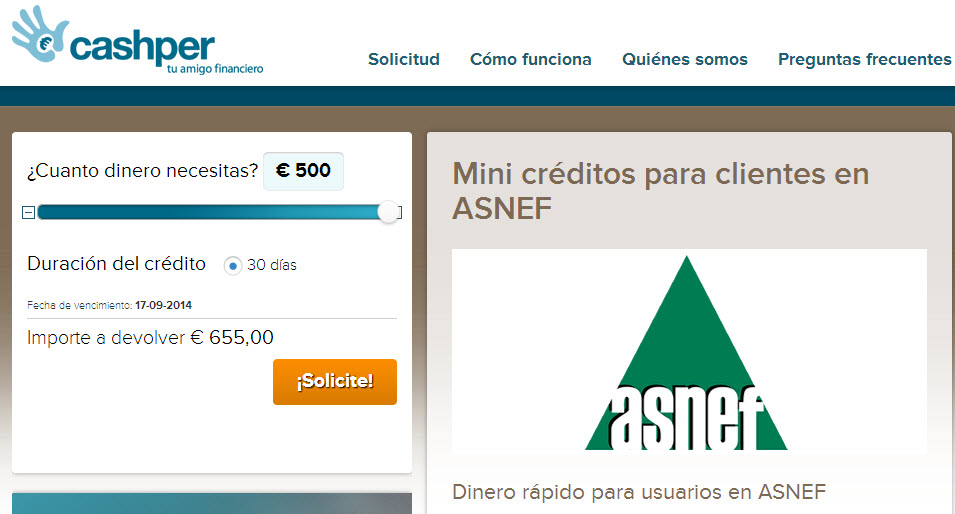 dinero urgente con ASNEF