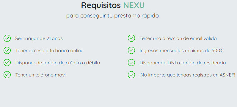 condiciones nexu